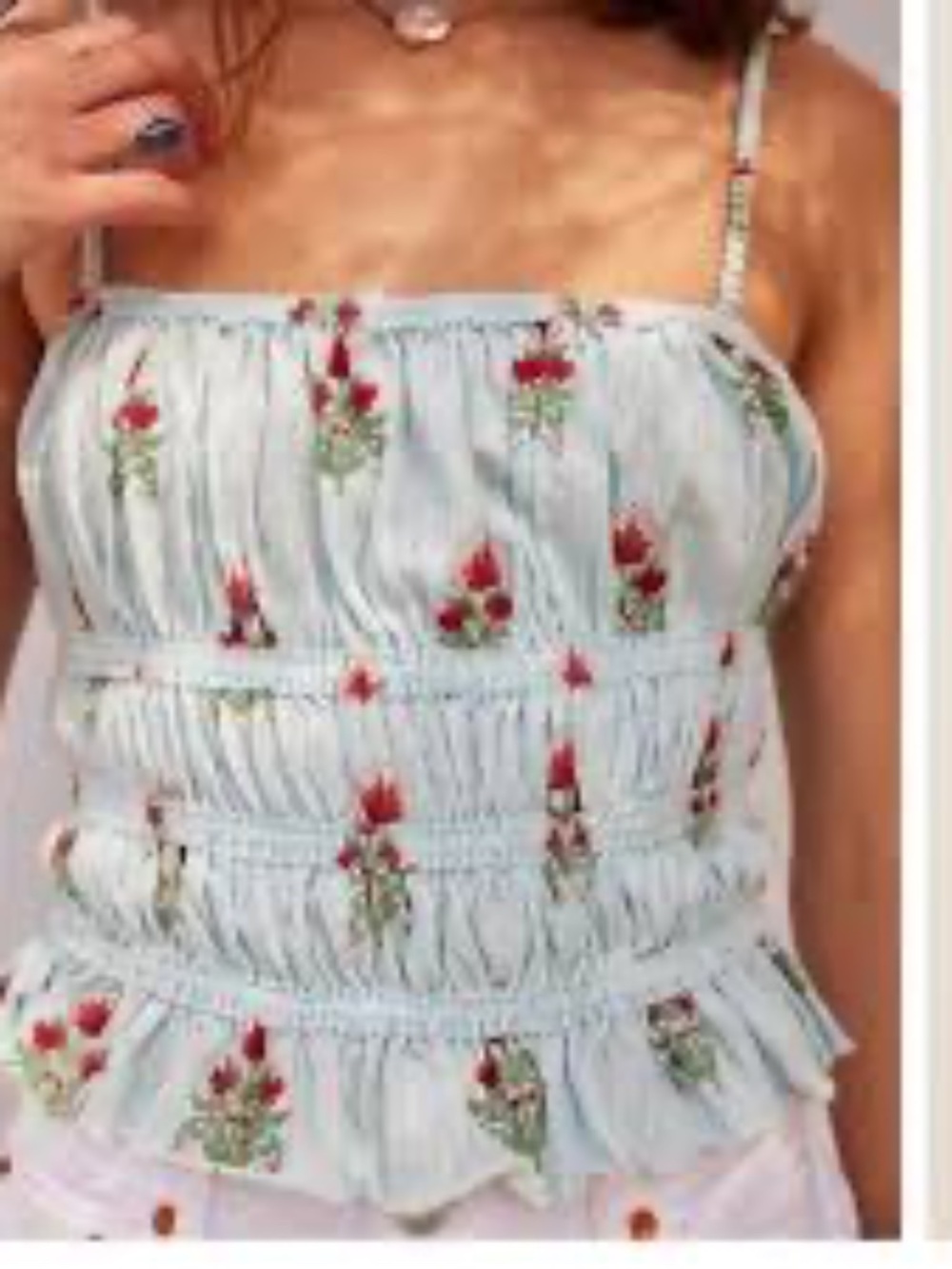 Free People Floral Smocked Camisole